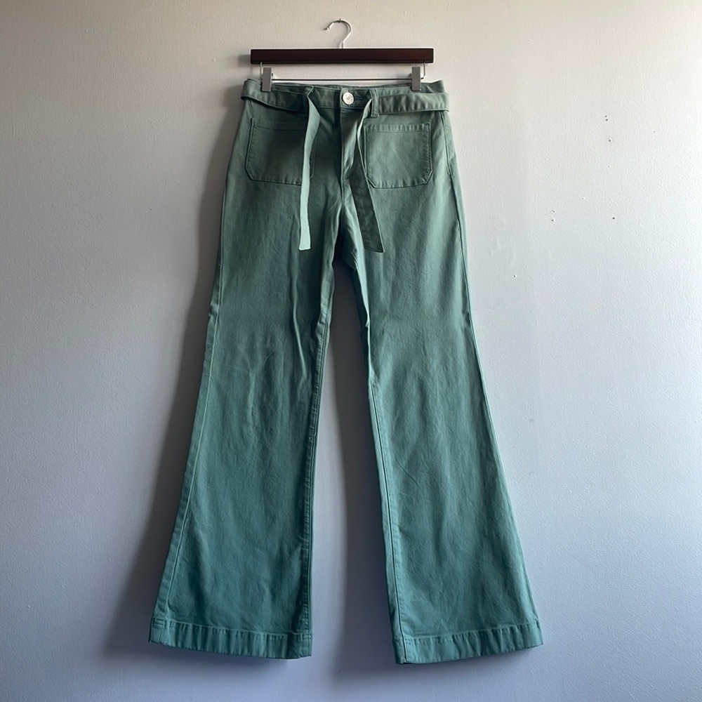 High-Rise Wide-Leg Pants in Sage Green